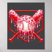 Valentines Day Baseball Boys Ice Cream Drip Heart  ポスター (正面)