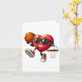 Valentines Day Basketball Dunking Sports Men Boys  カード (黄色い花)