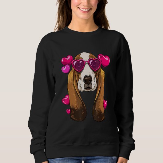 Valentines Day Basset Hound Heart Couples Basset H スウェットシャツ (正面)