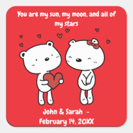 Valentine's Day Bear Heart スクエアシール