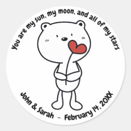 Valentine's Day Bear Heart ラウンドシール