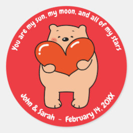 Valentine's Day Bear Heart ラウンドシール