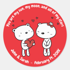 Valentine's Day Bear Heart ラウンドシール