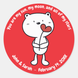 Valentine's Day Bear Heart ラウンドシール