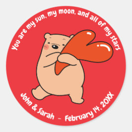 Valentine's Day Bear Heart ラウンドシール