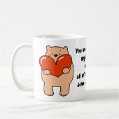 Valentine's Day Bear Love Heart コーヒーマグカップ (左)