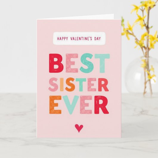 Valentines Day Best Sister Ever Card カード (黄色い花)