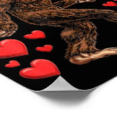 Valentines Day Bigfoot Red Hearts Funny Sasquatch  ポスター (角)