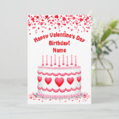 Valentine's Day Birthday Cake Custom Candles Flat カード (スタンド正面)