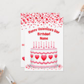 Valentine's Day Birthday Cake Custom Candles Flat カード (正面/裏面インサイチュ)