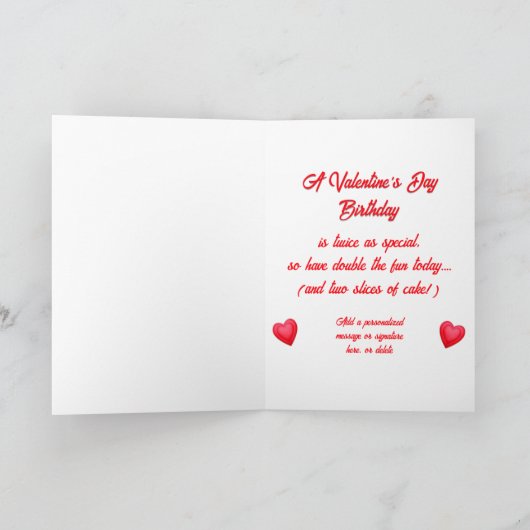 Valentine's Day Birthday Cake Customizable Candles カード (内部)