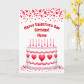 Valentine's Day Birthday Cake Customizable Candles カード (黄色い花)