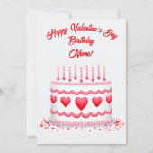 Valentine's Day Birthday Cake Customizable Candles カード (正面)