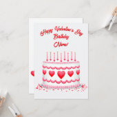 Valentine's Day Birthday Cake Customizable Candles カード (正面/裏面インサイチュ)