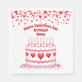 Valentine's Day Birthday Cake Customizable Candles スタンダードランチョンナプキン