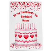 Valentine's Day Birthday Cake Customizable Candles ミディアムペーパーバッグ (正面)