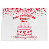 Valentine's Day Birthday Cake Customizable Candles ラージペーパーバッグ (正面)