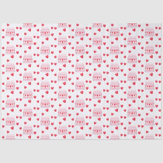 Valentine's Day Birthday Cake Pattern 薄葉紙 (正面)