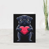 Valentines Day Black Pug Heart Funny Dog Mom Dad F カード (正面)