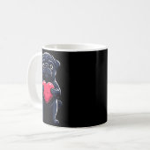 Valentines Day Black Pug Heart Funny Dog Mom Dad F コーヒーマグカップ (正面左)