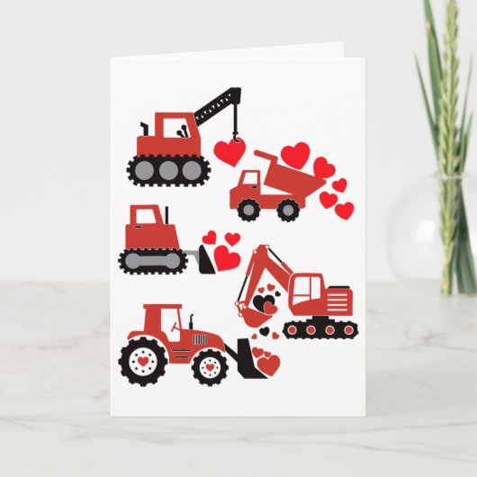 Valentines Day Boys Kids Toddler Construction Truc カード (正面)