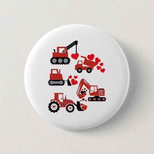 Valentines Day Boys Kids Toddler Construction Truc 缶バッジ (正面)