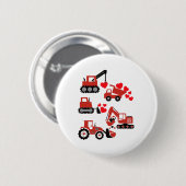 Valentines Day Boys Kids Toddler Construction Truc 缶バッジ (正面&裏面)