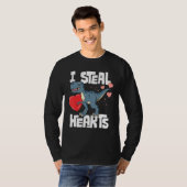 Valentines Day Boys T Rex Dinosaur I Steal Hearts Tシャツ (正面フル)