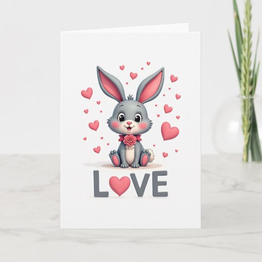 Valentines Day Bunny Love Card カード (正面)