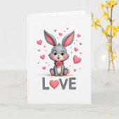 Valentines Day Bunny Love Card カード (黄色い花)