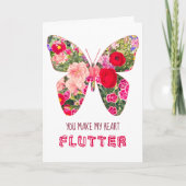 Valentine's Day Butterfly - Love Floral Flowers カード (正面)