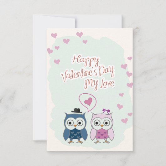Valentine's Day Card Cute Owns Couple 招待状 (正面)