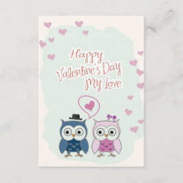 Valentine's Day Card Cute Owns Couple 招待状