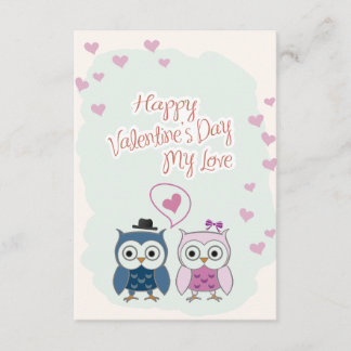 Valentine's Day Card Cute Owns Couple 招待状
