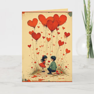 Valentine's Day Card for Kids with Hearts シーズンカード