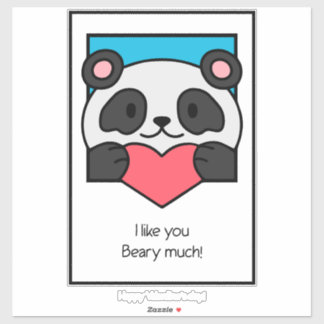 Valentines Day Card Friends Panda Heart シール