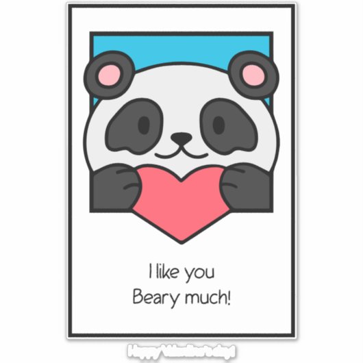 Valentines Day Card Friends Panda Heart シール (正面)