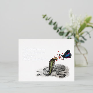 Valentine's Day Card – Snake and Butterfly love 箔シーズンポストカード