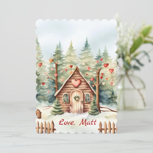 Valentine's Day card with Bear and custom text シーズンカード (スタンド正面)