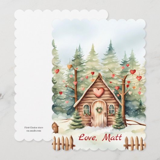 Valentine's Day card with Bear and custom text シーズンカード (正面/裏面)