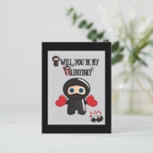 Valentine's Day Card with Cute Ninja Characters シーズンポストカード (スタンド正面)