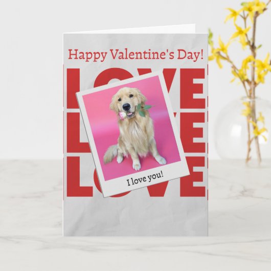 Valentine's Day card with dog カード (黄色い花)