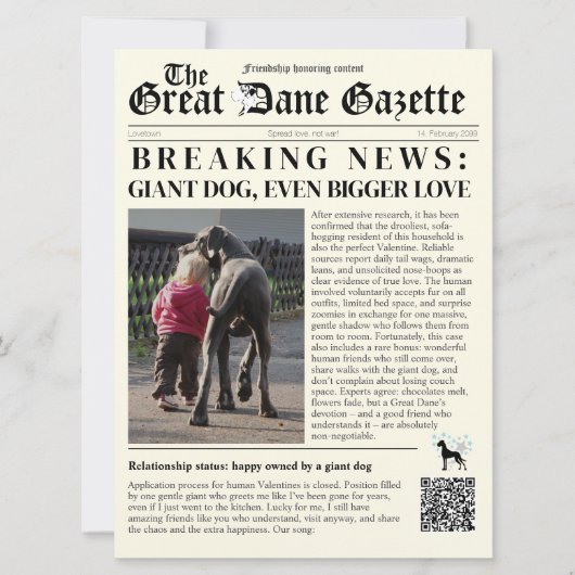 valentines day cards Great Dane irony  シーズンカード (正面)
