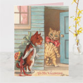 VALENTINE'S DAY CAT LOUIS WAIN GREETING BIG CARD カード (黄色い花)