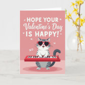 Valentines Day Cat Piano Card カード (黄色い花)