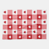 Valentine's Day Charming Red & White Check Heart  キッチンタオル (横)