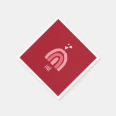 Valentine's Day Cheerful Red Pink Rainbow Hearts  スタンダードカクテルナプキン (角)