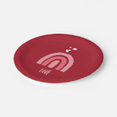 Valentine's Day Cheerful Red Pink Rainbow Hearts  ペーパープレート (アングル)