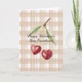 Valentine's Day Cherry Hearts Love カード (正面)