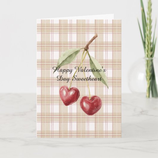 Valentine's Day Cherry Hearts Love カード (正面)